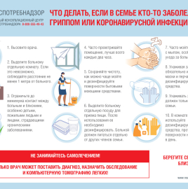 Роспотребнадзор напоминает, что делать, если в семье кто-то заболел гриппом или коронавирусной инфекцией