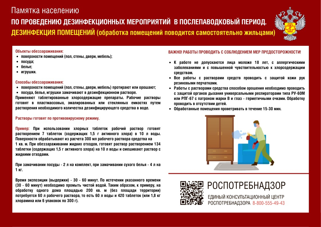 ПАМЯТКА НАСЕЛЕНИЮ ПО ПРОВЕДЕНИЮ ДЕЗИНФЕКЦИИ ПОМЕЩЕНИЙ В ПОСЛЕПАВОДКОВЫЙ ПЕРИОД