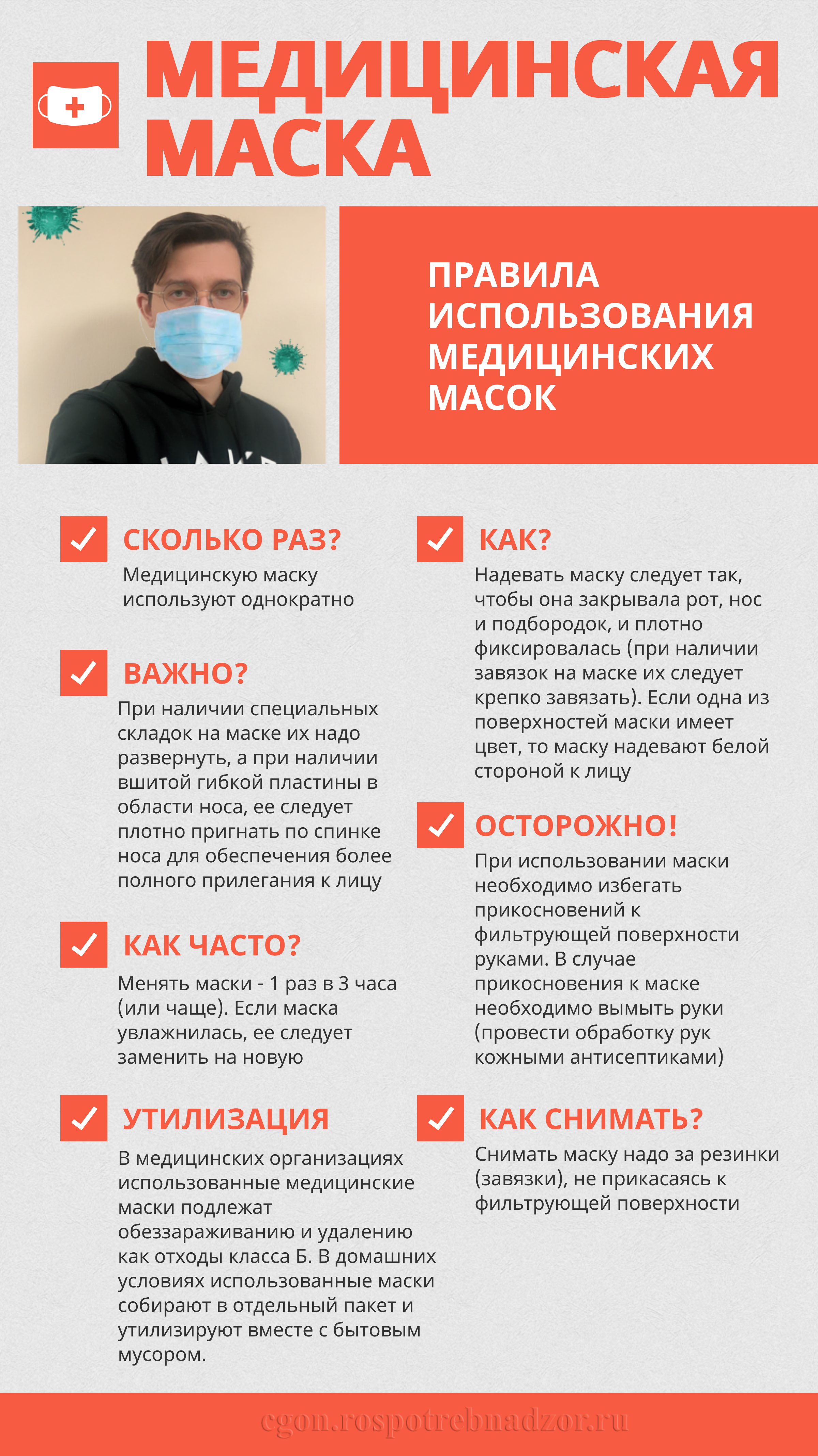 Правила использования медицинских масок.