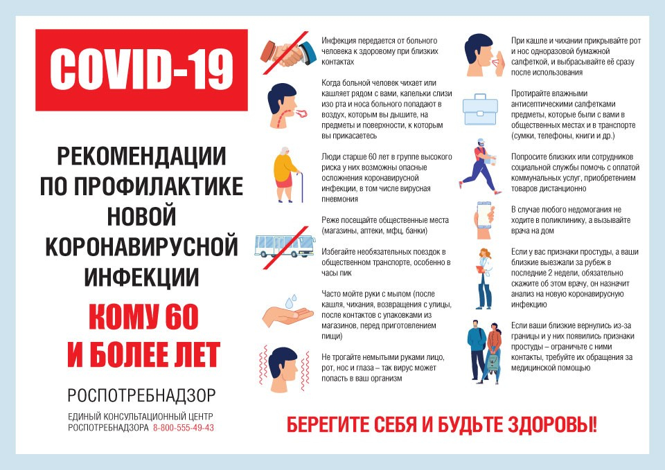 О рекомендациях по профилактике новой коронавирусной инфекции для тех, кому 60 и более лет. 